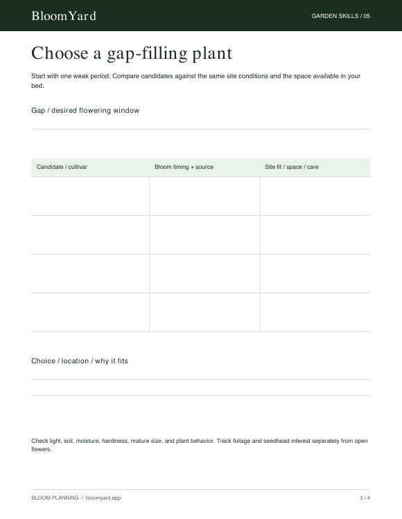 Choose a gap-filling plant worksheet